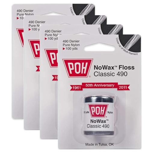 [BRSWIYILA4GRS2D2] POH Dental Floss Unwaxed, 100 Yard- 4 Pack
