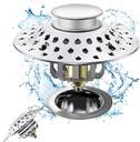 Yevheniys Bathtub Drain Plug, 2 in 1 Stopper & Hair Catcher, with Stainless Steel Filtered Pop-Up Filter for US Standard Bathtubs Hole Diameter (1.6-2.0 Inch)