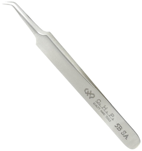 [BRSWIFATCMHWEGAZ] Hakko CHP 5B-SA Stainless Steel Non-Magnetic Precision Tweezers with Very-Fine Point Thin-Tapered Bent Sharp Tips, 4-1/4" Length