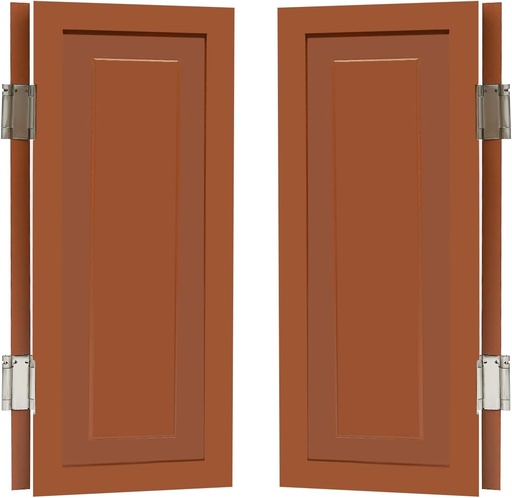 [BRSREYYNOINRSHQZ] Double Swinging Door, 31.5x35.43in Interior Solid Wood Swing Door, 180 ° Auto Close Swinging Solid Wood Partition Door, Gravity Return and Positioning Hinges, Polishing Smooth Edge, Brown