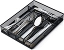 JANE EYRE Utensil Drawer Organizer, Cutlery Tray Silverware Flatware Storage Divider for Kitchen, Mesh Wire with Non-slip Foam Feet, 5 Component, Black