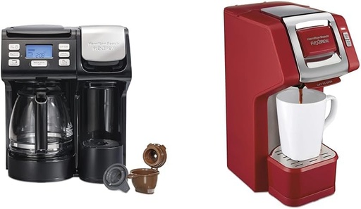 [BRSRAZAYCAPGAALL] Hamilton Beach FlexBrew Trio and Single Serve Coffee Makers Bundle, Black and Red, 49902 & 49945
