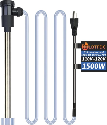 [BRSREGTRCQIB6EQ7] XCLBTFDC 1500W Submersible Water Heater Portable Electric Pool and Hot Tub Immersion Water Heater with Temp Control, WiFi Timer for Inflatable Pool, Spa, Inflatable Pool, above ground pool and Bathtub
