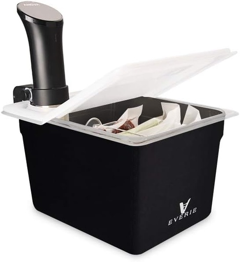 [BRSWYBTYA55WMCT3] Everie Sous Vide Container 12 Quarts with Universal Collapsible Hinged Lid and Rack and Container Sleeve Compatible with All Anova Models, Joule, Insant Pot, Wancle and Others, KIT-TY-PP
