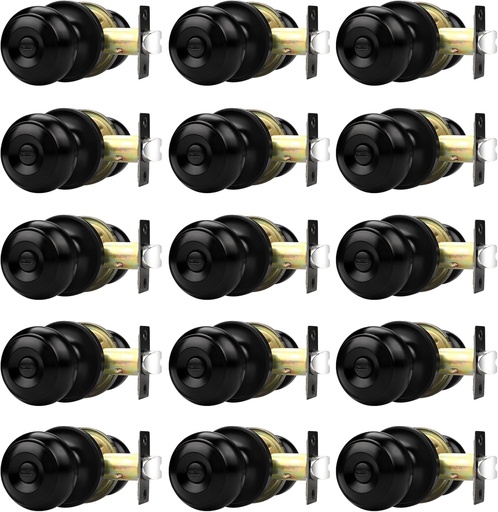 [BRSRMZAPCANRO337] Probrico Door Knobs, Interior Doorknob Privacy Locking Function for Bedroom Bathroom, Adjustable Reinforced Lock Latch, Modern Universial Door Handles, Black, 15 Pack