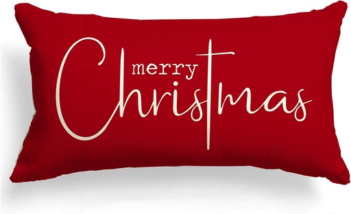 [BRSW2FQKBENRGDYV] Allorry Christmas Pillow Covers Merry Christmas Throw Pillow Decorative Christmas Red Cotton Cloth Linen Cloth Pillow Cover Sofa Cover Decorative Rectangle Length 12X20 inches