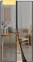 LJZOPU Magnetic Mesh Screen Door Curtain,Heavy Duty Polyester Material,Hands Free Entry and Self Sealing Design Keep Bugs Out, Pet and Kid Friendly,Easy Install,Black,32" x 80"