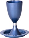 GIFTS PLAZA (D) Judaica Kiddush Cup Blue Shabbat and Havdalah Goblet 6 inches high