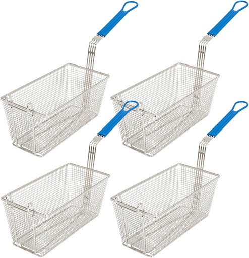 [BRSROCQNBEPWMG3A] Cuisine Ready Deep Fryer Basket | 4-Pack | Commercial Fry Basket with Handle | 13.25" x 6.5" x 5.9" | Heavy Duty Restaurant Quality