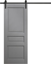 SARTODOORS Interior Modern Barn Door 18 x 80 inches | Ego 5012 Painted Grey Oak | 6.6FT Rail Track Heavy Hardware Set | Solid Panel Interior Doors