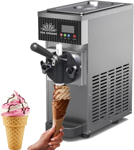 [BRSREGAPCMHR6ADF] Home Soft Serve Ice Cream Machine - Single Flavor Commercial Maker with Auto Clean & LCD Panel for Snack Bars & Restaurants - Perfect for Delicious Treats, Grey