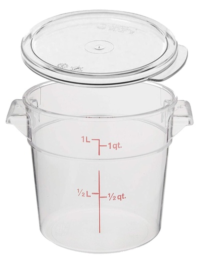 [BRSWGAAKPIFWA3Y4] Cambro RFSCW1135 Camwear Clear Round 1 Qt Storage Container with Clear Round Lid RFSCWC1135