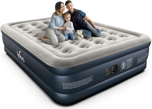 [BRSRO2Q5AV6QEEQV] iDOO Queen Air Mattress with Built in Pump, 18 Raised Comfort Inflatable Mattress Blow up Mattress, Upgraded Four Chamber Portable Air Bed for Camping, Guests and Home, Colchon Inflable, 650 lbs Max