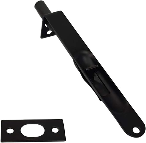 [BRSWYEABBUNAKF3J] QCAA Solid Brass Flush Bolt, 6", Solid Brass, Round, Matte Black, Made in Taiwan, 1 Pack