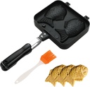 MYFULLY Taiyaki Fish-Shaped Cake Pan Taiyaki Fish Waffle Maker Double Pan Mold with Silicone Oil Brush for Fun DIY Desserts at Home