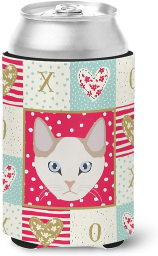 [BRSWYYI5BUHGY2Y3] Caroline's Treasures CK5125CC Korean Bobtail Cat Love Can or Bottle Hugger, Red Cooler Washable Drink Sleeve Collapsible Beverage Insulated Holder, Can Hugger, Multicolor