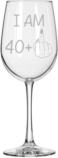 [BRSROGAECUDWOETD] Wine Glass Goblet Gift Female Middle Finger Funny 41st Birthday For Her 41st Birthday For Women (16 oz Tall Stemmed)