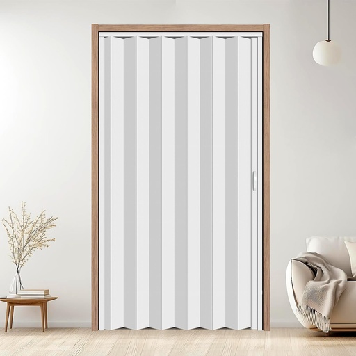[BRSROCYFCEPRUCL3] CCBOYSHARDWARE 48X80in PVC Accordion Door Interior,Sliding Folding Doors with Lock,Divider Door with Simple Installation and Hardware,White
