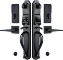 NEWBANG Left-Handed Matte Black Electronic Smart Handleset with Keypad Lock for Double Front Door（Keys Reserved）,MDHST2018DB-E-SET-LH