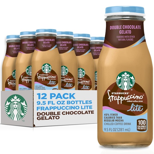 [BRSRABILAEJQKFLJ] Starbucks Frappuccino Lite, Chocolate Gelato, 9.5 Fl Oz Bottles (Pack of 12)