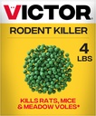 Victor Rat Poisoning for Inside & Outside Use - Kills Rats, Mice, Meadow Voles | Mouse Poisoning for Indoor & Outdoor Areas, Ready-to-Use, 4 lb Bag - M925