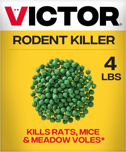 [BRSWYYI6CMNAYCLX] Victor Rat Poisoning for Inside & Outside Use - Kills Rats, Mice, Meadow Voles | Mouse Poisoning for Indoor & Outdoor Areas, Ready-to-Use, 4 lb Bag - M925