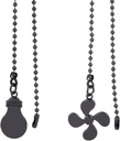 lasuroa 2pcs Ceiling Fan Pull Chain Extension, 14in Black String Chain Extension with Fan & Bulb Pendants Decorative Accessory for Light Lamp Switch Decoration