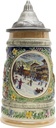 0.55 Liter OktoberfestHaus (Winter) In Germany Beer Stein With Lid - German Gifts for Men, Collectible Steins, Mugs for Beer Lover Gift Idea