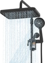 Filtered Shower Head with Handheld Spray Combo,12 inch High Pressure Rainfall Shower Head with Adjustable Slide Bar,Dual Rainfall Showerhead,Bathroom Accessories,Black