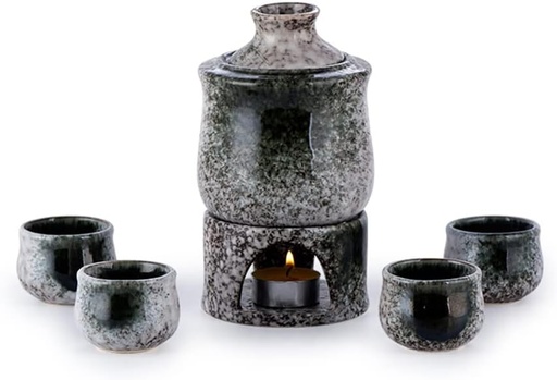[BRSRAED6CABRAYLL] Japanese Sake Set with Warmer Alcool Ceramic Bottle Gifts Hip Flask Wine Glasses Drink Cup Drinkware Accessories (Multi Colored)