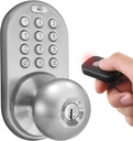 MiLocks XKK-02SN Digital Door Knob Lock with Keyless Entry via Remote Control and Keypad Code for Interior Doors