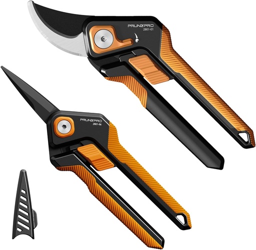 [BRSREFIHAQDWYF3D] PrunePro Pruning Shears Gardening Scissors Set Professional Hand Pruner Sharp Stainless Steel Blade Teflon Coating Garden Scissors Plant Flower Garden Clipper Orange
