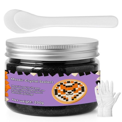 [BRSREHQDAQFBEHI7] 1DFAUL 200g Mosaic Crystal Grout for Crafts, Mosaics Tile Tools, High Color Contrast, Direct caulking, Suitable for Mosaic Tiles, DIY Craft Projects (Black)