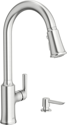 [BRSW2HQPPIAR633K] American Standard 7421300.075 Raviv Pull-Down Kitchen Faucet with Sprayer and Soap Dispenser, 1.8 GPM, Stainless Steel