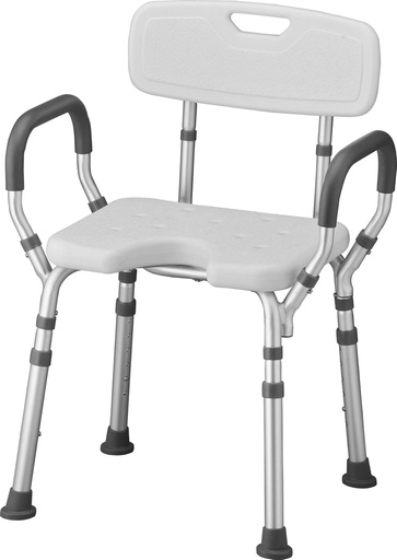 [BRSWKZI5BYPGMCLO] NOVA Medical Products Shower & Bath Chair with Back & Arms & Hygienic Design, White, 1 Count