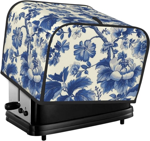 [BRSREYY5OUMRA3LJ] Blue White Chinoiserie Floral Toaster Cover Bread Machine Cover Fits For 4 Slice Toasters Anti-Sputtering Bread Cover Washable Bread Maker Cover Dust Cover