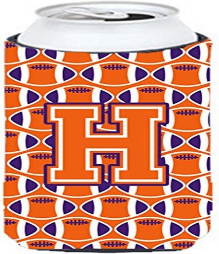 [BRSWKYAQAIEBEA36] Caroline's Treasures CJ1072-HTBC Letter H Football Orange, White and Regalia Tall Boy Hugger Can Cooler Sleeve Hugger Machine Washable Drink Sleeve Hugger Collapsible Insulator Beverage Insulated Hold
