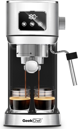 [BRSRAGIPCMPQG3YY] Geek Chef Espresso Machine, 20 Bar Coffee Machine, Latte Machine, Cappuccino Maker, Espresso Maker for Home