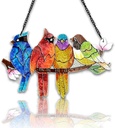 DASTOLL Stained Glass Window Hanging - Birds on A Branch Suncatcher for Window Doors Home Decoration, Valentine's Day Mother's Day Birthday Bird Lover Gifts for Women, Men, and Mom Grandma