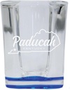 R and R Imports Paducah Kentucky Souvenir 2 Ounce Engraved Shot Glass Square Blue Base 4-Pack