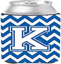 Caroline's Treasures CJ1045-KCC Letter K Chevron Blue and White Can or Bottle Hugger Cooler Washable Drink Sleeve Collapsible Beverage Insulated Holder, Can Hugger, Multicolor