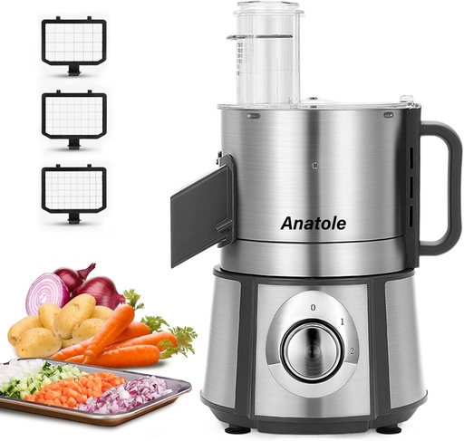 [BRSREYYRBF7A2G35] Anatole Electric Vegetable Dicer Stainless Steel 16-Cup Food Processor 300W Commercial Veggie Fruits Chopper Heavy Duty with 1/4" 3/8" 1/2" Blades Auto Discharge for Potato Onion Carrot