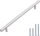 LIZAVO 701-192SN Brushed Satin Nickel Cabinet Pulls Solid Modern Euro Style T Bar Kitchen Cabinet Handles- 7-1/2" (192mm) Hole Centers- 10 Pack