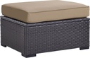 Crosley Furniture Biscayne Wicker Outdoor Ottoman Foot Rest for Patio, Deck, Porch, Brown with Mocha Cushions