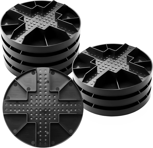 [BRSREGT5BUGWOAD6] SiliFine 8 Pack 10inch Original Round Heavy Duty Deck Block Foundation Support Base Durable Plastic Deck Support Pedestal Floating Shed Platform Base for Piers, Decks, Post and Beam Construction