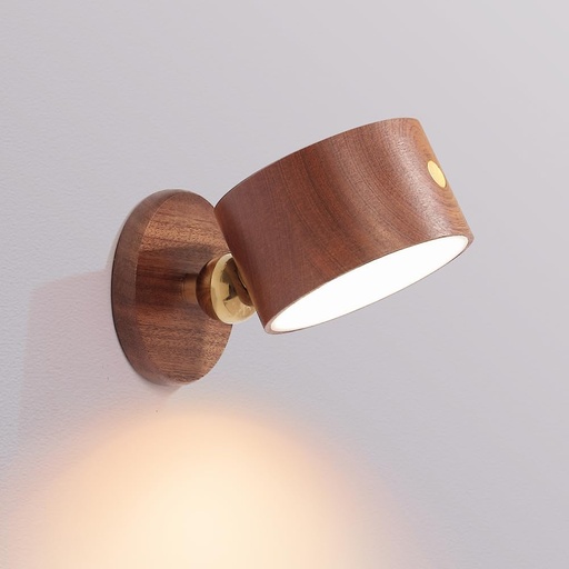 [BRSRMZQECQBBY3YU] LANDGOO Sapele Wood Wall Sconce Bedside Lamp - Rechargeable Magnetic 360° Rotatable & Dimmable for Closet, Artwork & Reading (No Wiring Cordless Adjustable Light)