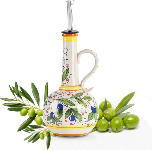 [BRSRAHQDC4IBO2Q6] Gnlnkn 18 oz Ceramic Olive Oil Dispenser Bottle for Kitchen, Large Capacity Oli and Vinegar Cruet with Stainless Steel Spout, 540 ml Oil Container with Handle for Cooking Preventing, Vinegar Cruet