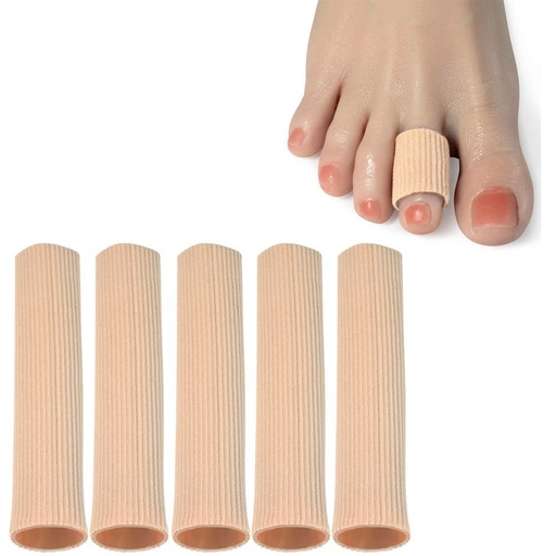 [BRSWGZQBPIBQIH3H] DYKOOK Cuttable Toe Tubes Sleeves 5 Pack, Made of Elastic Fabric Lined with Silicone Gel. Toes Sleeve Protectors Relief Toe Pressure Pain, Corn and Calluses Remover