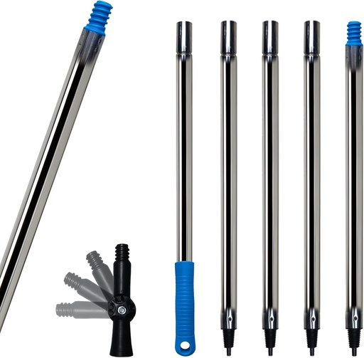 [BRSRE2QYORYQ23TJ] 6.5 Ft Extension Pole + Joint Angle Adaptor, Paint Roller Stainless-Steel Threaded Splicing Extension Poles for Hand Drywall Sander Wall Cleaning and Polishing Paint Roller Brushes (6.5 Feet)