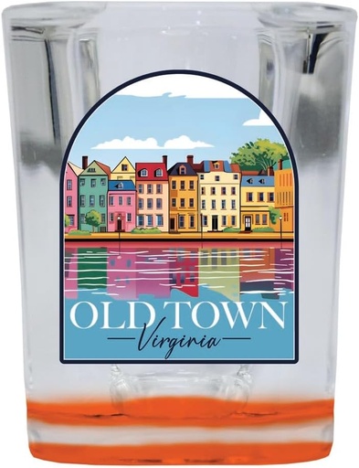[BRSRAFAECV5QM2TF] R and R Imports Old Town Alexandria Virginia Houses on the River Design Souvenir 2 Ounce Shot Glass Square Orange Base 4-Pack